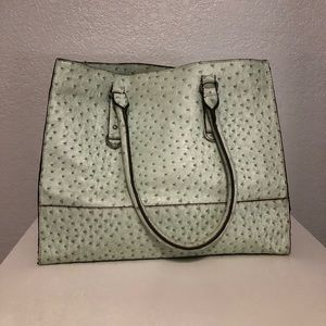 Light blue faux ostrich bag